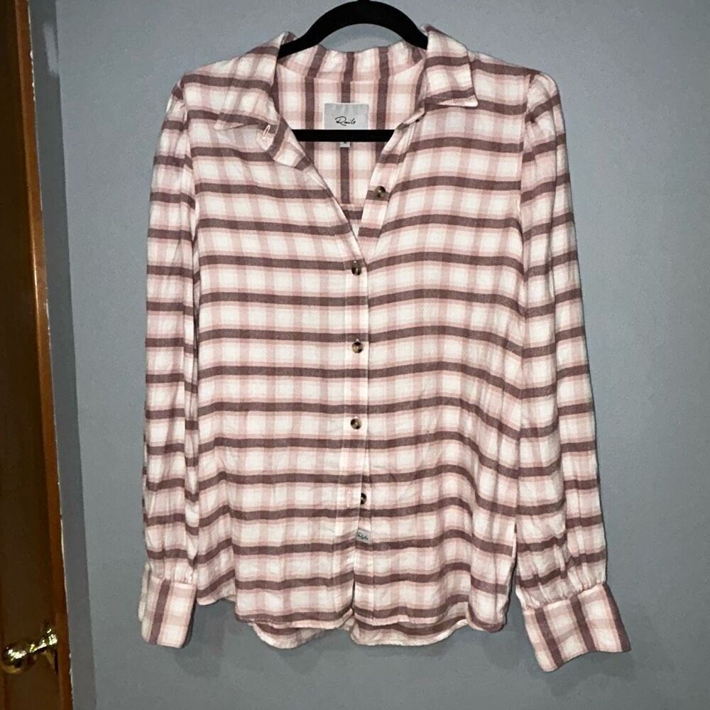Rails Angelica Mauve Rose Iron Plaid Button Down Shirt Blouse‎ Top Medium
